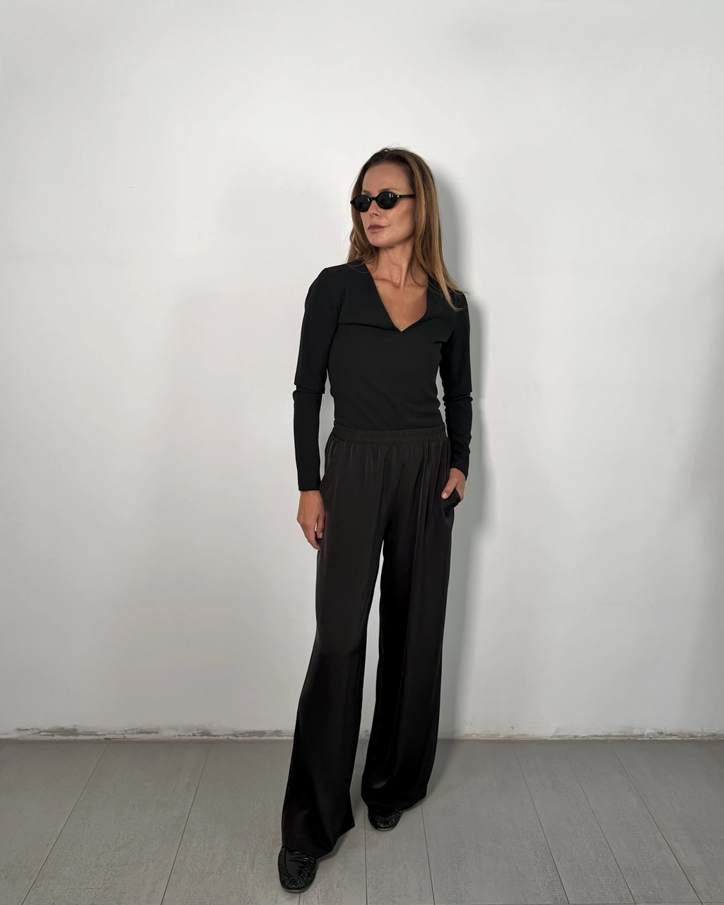 Jedwabne spodnie Wide Leg - obrazek 3